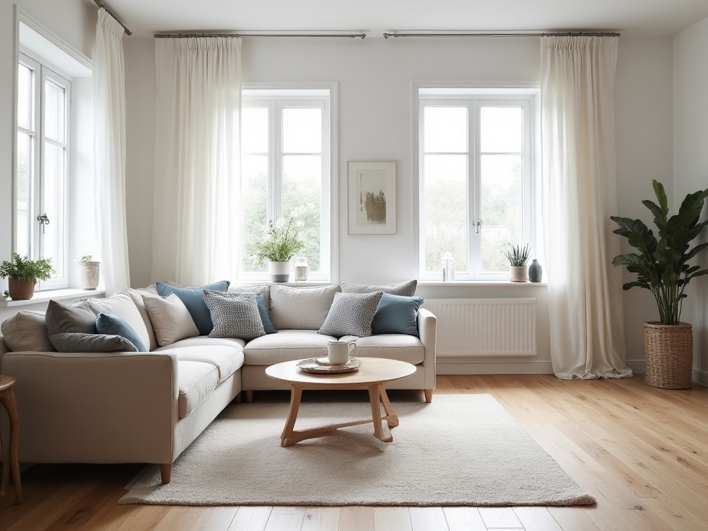 İskandinav tarzı aydınlık ve ferah bir oturma odası