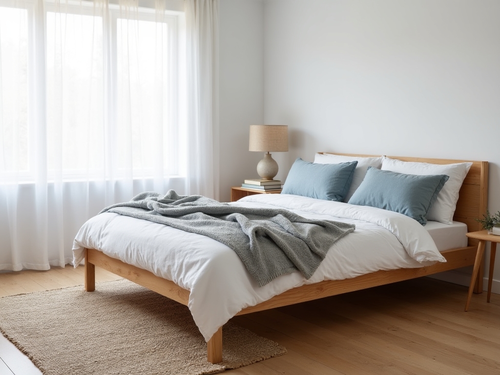İskandinav tarzı yatak odası